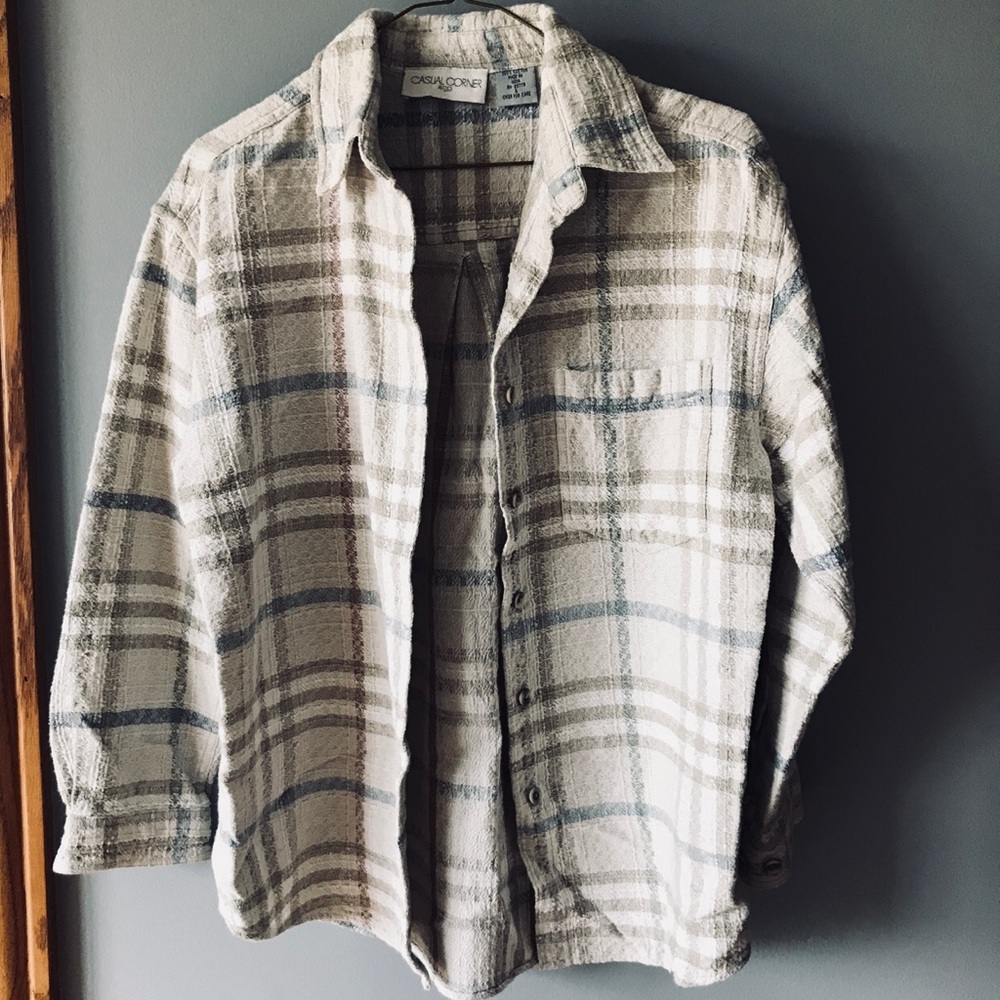 Casual Corner plaid button down shirt